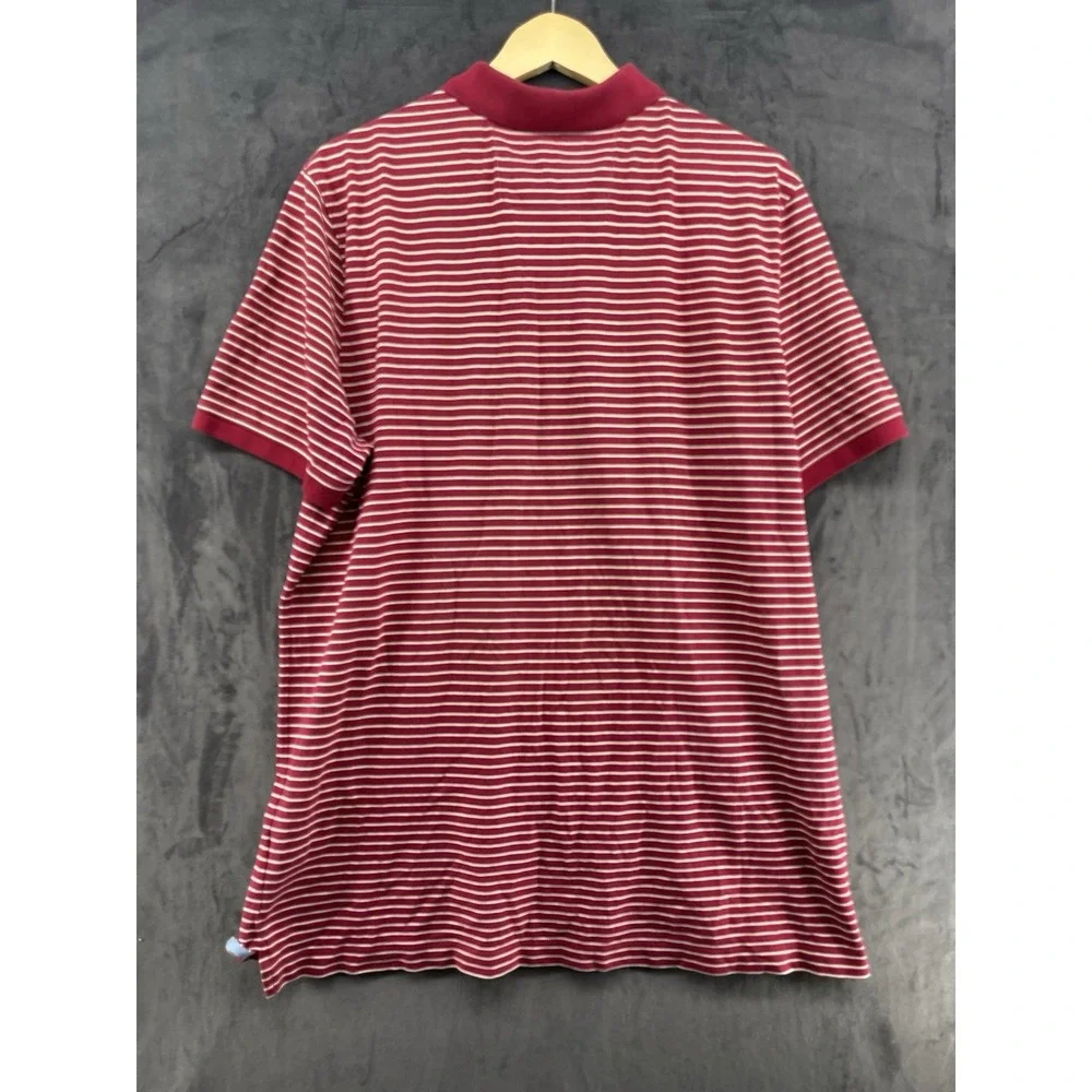 Banana Republic Polo Shirt Mens XL Golf Casual Knit Red Striped Short Sleeve
